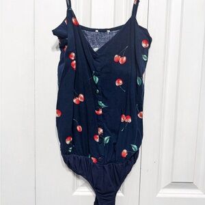 🖤 Love, Fire | XS Cherry and Navy Bodysuit with Adjustable Straps